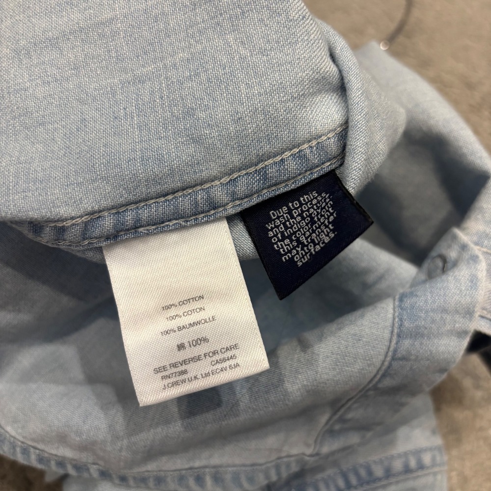 J.Crew Denim Pearl Snap Western Shirt Light Wash Button Down Blue 6 - Picture 7 of 7